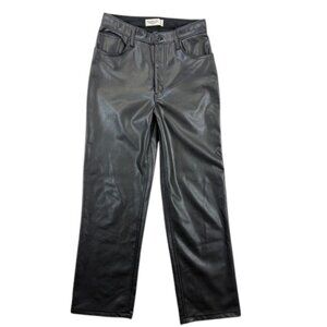 Abercrombie & Fitch 90s High Rise Relaxed Jeans Womens‎ 28 Black Faux Leather